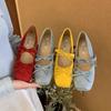 Women's Mary Jane Shoes Square Toe Bow Flannel Shallow Mouth Shoes Women Dress Increase Internal Height 2025 Zapatillas De Mujer