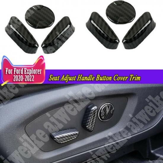 6x Carbon Fiber Seat Adjust Handle Button Cover Trim For Ford Explorer 2020-2024