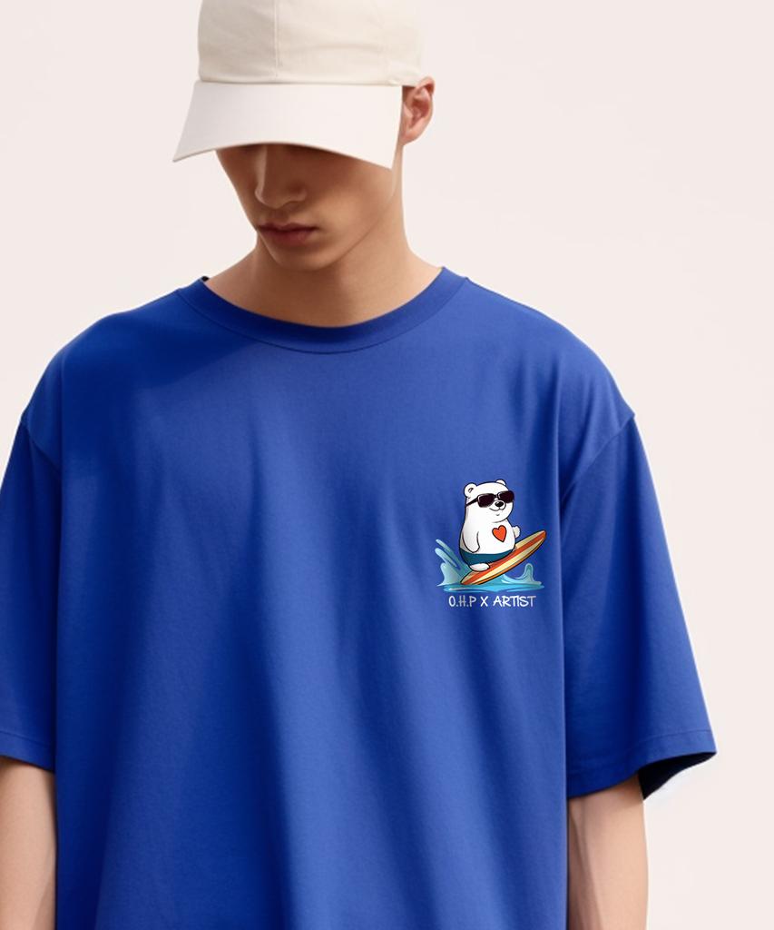 OHP Ohpxharmonia Heart Polar Bear Semi-Oversized Short Sleeve T-Shirt P (Type B)