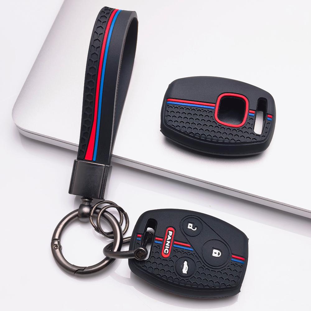 Key Fob Cover for Honda Accord Civic CR V CR Z with Keychain Anti-Scratch Surface Shockproof Structure Soft Grip Texture Easy Install