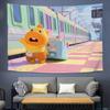 Cute Yellow Dragon CAPYLULU Wall Tapestry Cartoon Character Orange On Head Heart Music Note Kawaii Kids Room Home Decor