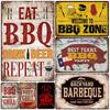 Retro DAD'S BBQ fém bádogtáblák, dekoratív plakett, fali dekoráció grillezéshez, bár, kocsma, konyha, partizóna, vintage fém tányér