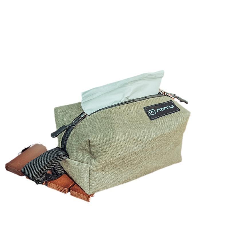 Outdoor Camping Tissue Storage Box Canvas Living Room Household Storage Bag Dining Table Car Cup Holder Paper Towel Box Sleeve