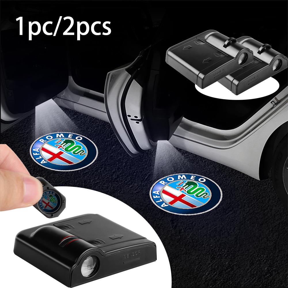 1pc/2pcs LED Car Door Welcome Light Logo Shadow Projector Lamp For Alfa Romeo Giulia Stelvio Giulietta 156 159 147 Mito TonaleHA0