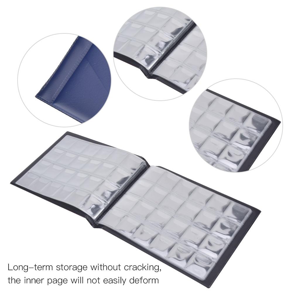 Professionellt myntsamlingsalbum fast 10 sidor instickstyp album för 240 st mynt(Blå )