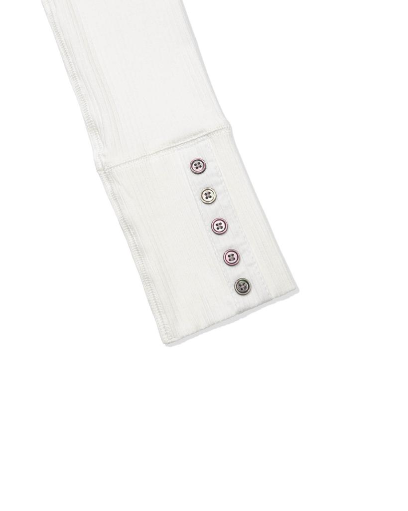 MOAA Button Line Rib Top (White)