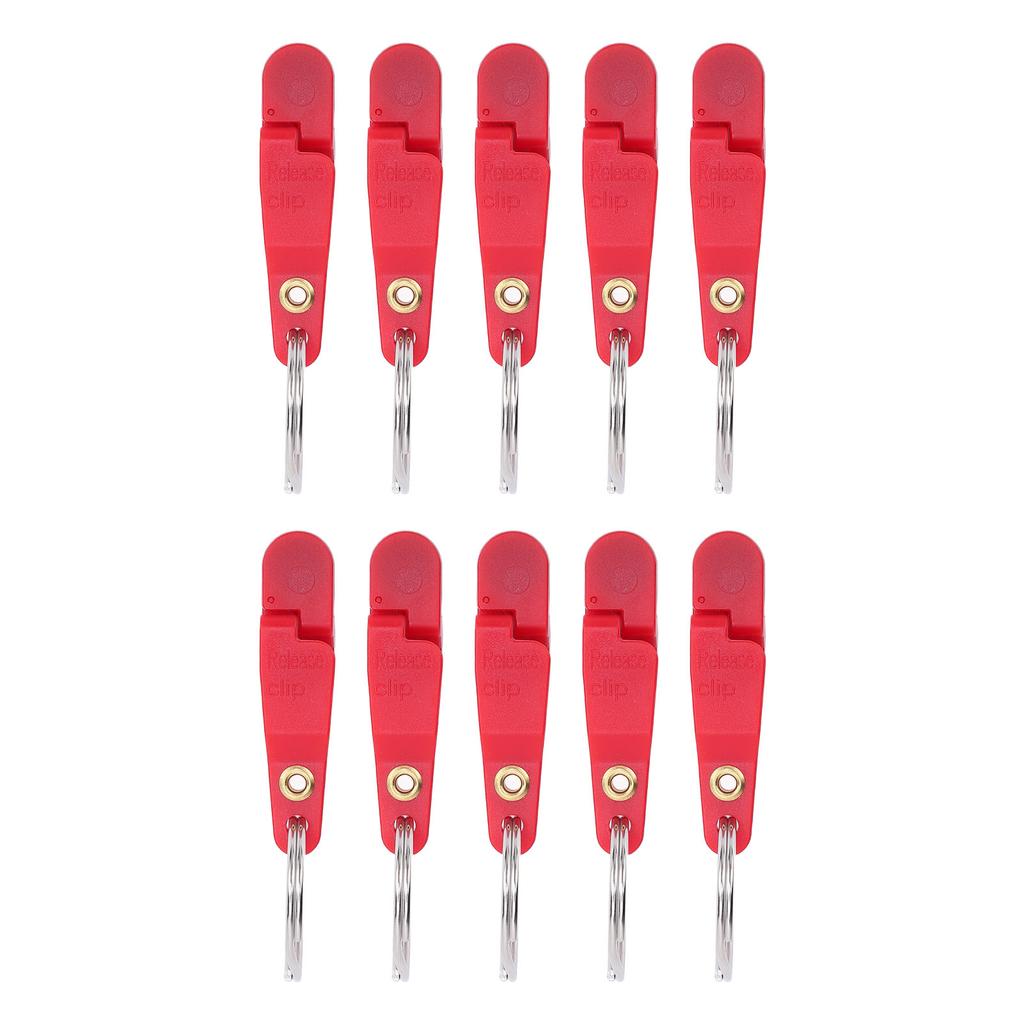 10Pcs Heavy Tension Snap Release Clip Fishing Trolling Padded Release Clip with Key Ring for Planer Board Kite Red
