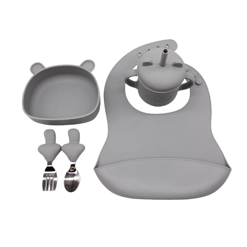 Infant complementary tableware meal bib infant eating independent practice training bowl featuring suction cup compartment board collection Chil