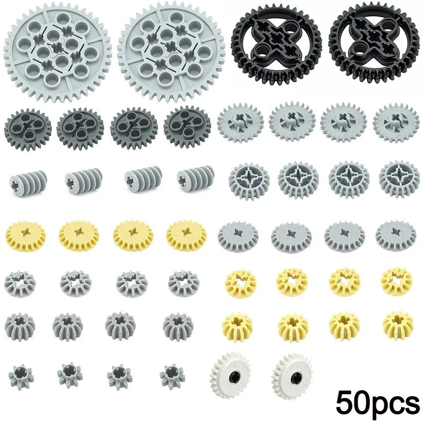 MOC Technical Parts Gear Liftarm Cross Axles Pin Beam Panel Car Building Blocks Kid Toys Bulk Compatible with Gear Bricks Leduo