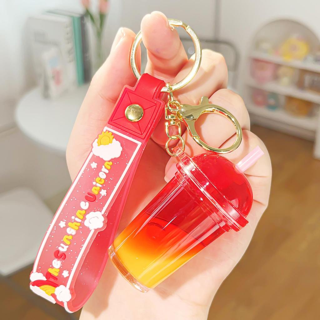 Acrylic Milk Tea Keychain: Cute Coffee Cup Glitter Pendant Charm