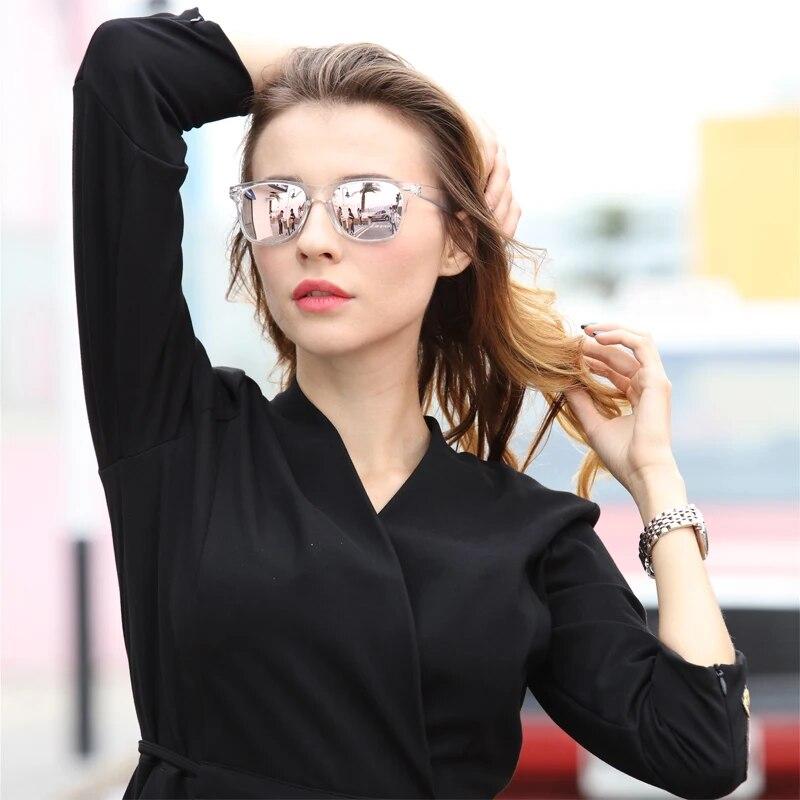 New Clear Sunglasses Women Men Transparent Frame Night Vision Sun Glasses Mirror Reflective Glasses UV400 Eye Wear