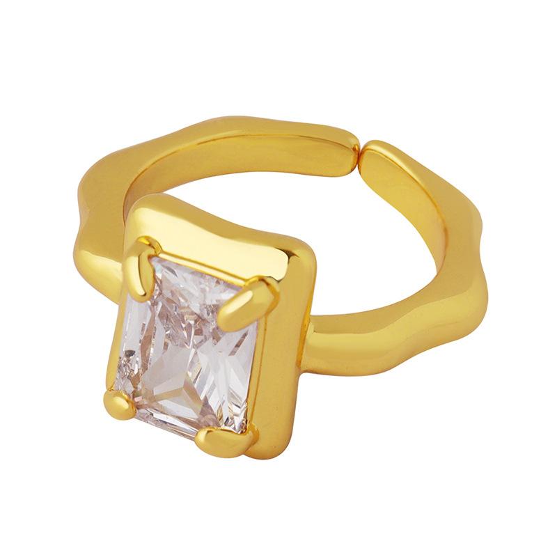 Shiny Clear Zircon Rings For Women 18K Gold Plated Waterproof No Tarnish Women's Copper Ring Fashion Girls Finger Ring Zircon