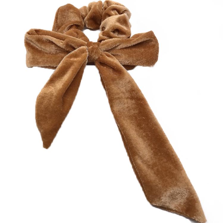 Korean Velvet Bow & Ribbon Swallowtail Scrunchie for Women