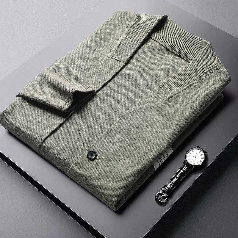 Cárdigan de punto, suéter de manga larga, personalidad para hombres jóvenes, suéter casual de cuatro barras, abrigo de primavera y otoño
