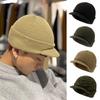 Einfarbige Hüte mit kurzem Schirm Armeestil Strickmütze Schirmmützen Herbst Winter Vielseitige Warme Hüte Modestricken Herrenhüte