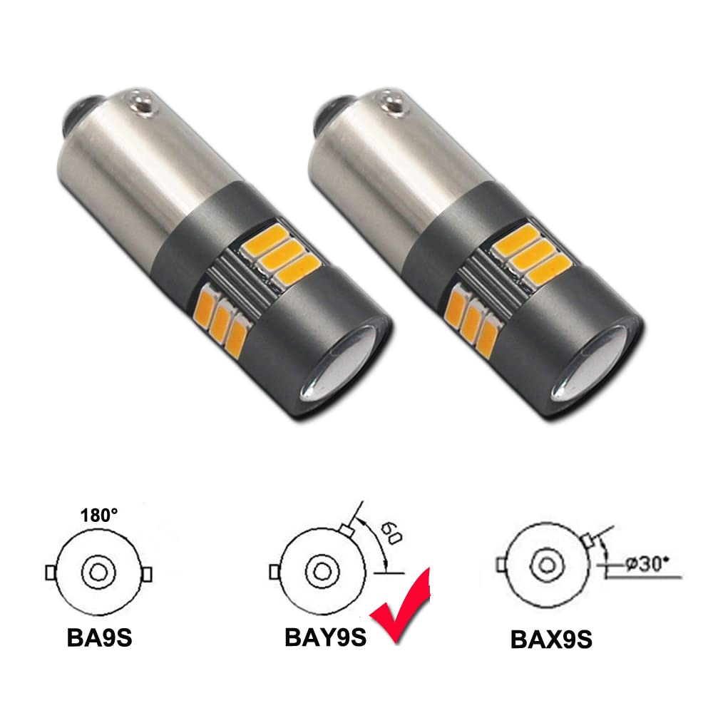Eseastar BAY9S H21W LED Bulb Explosive Amber Position License Plate Light Room Lamp with