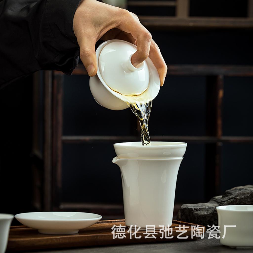 Porcelaine de jade suet service à thé kung fu imprimé cadeau d'affaires haut de gamme souvenir bol à couvercle 11 ans nouvelle boîte cadeau