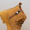 Kinder Martin Stiefel Britischer Stil Kleine Mädchen Kurze Stiefel Neue Jungen Gelbe Stiefel Vielseitige Winter Fleece Baumwollstiefel