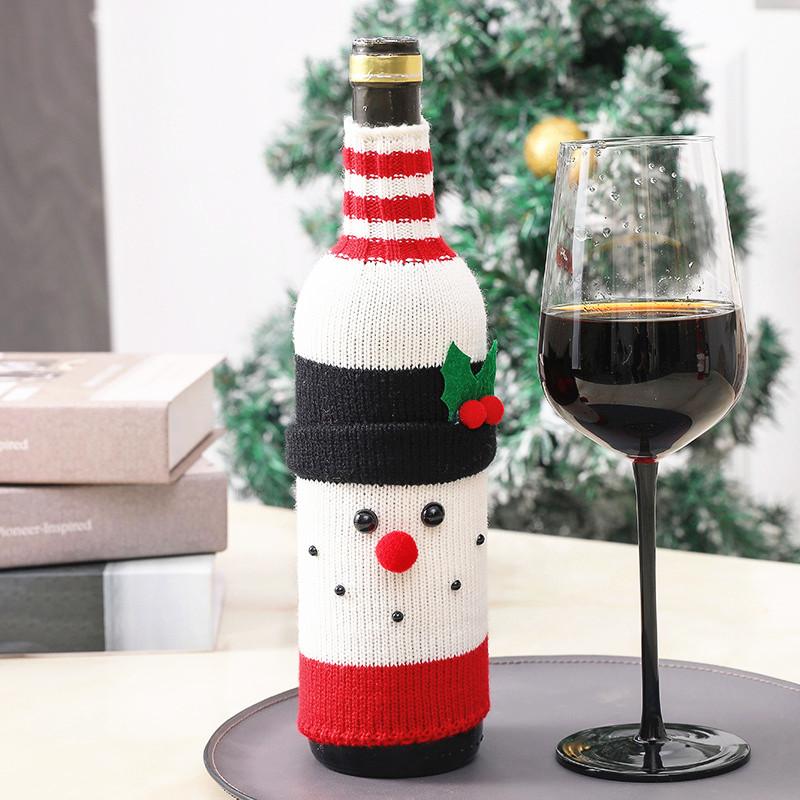 Cute Handmade Christmas Sweater Wine Bottle Cover,for Christmas Decorations XMAS Gifts Navidad 2025 Party Decorations