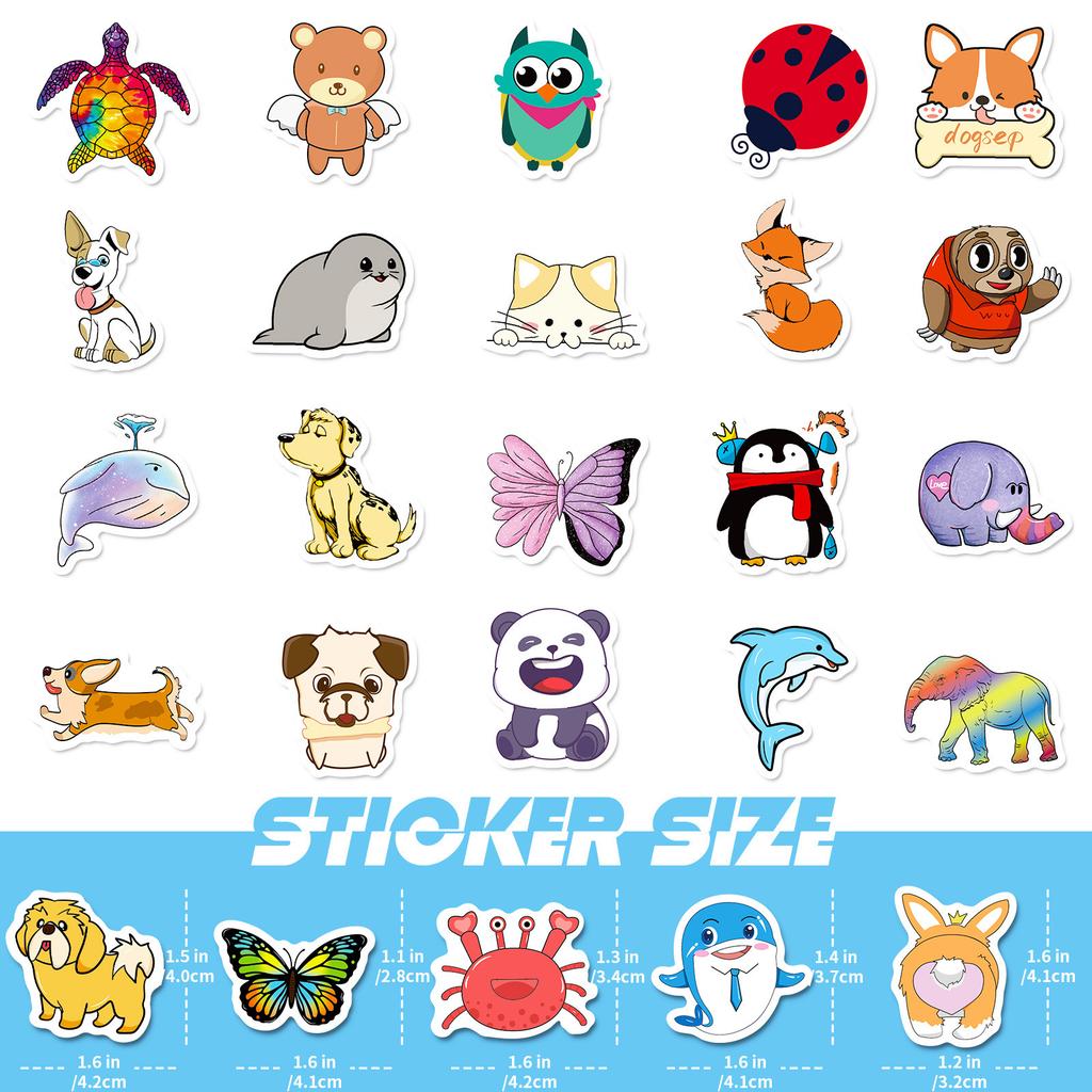 100 Small Size 4Cm American Animal Stickers Cartoon Cute Notebook Skateboard Water Cup Luggage Sticker