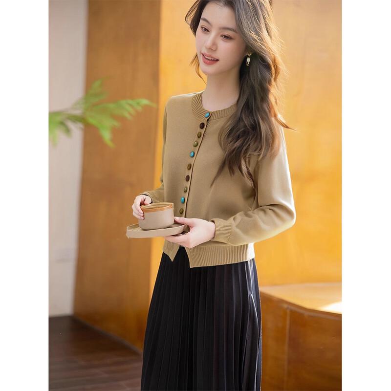 ITISF4 Elegant Autumn Knit Cardigan Dress Set