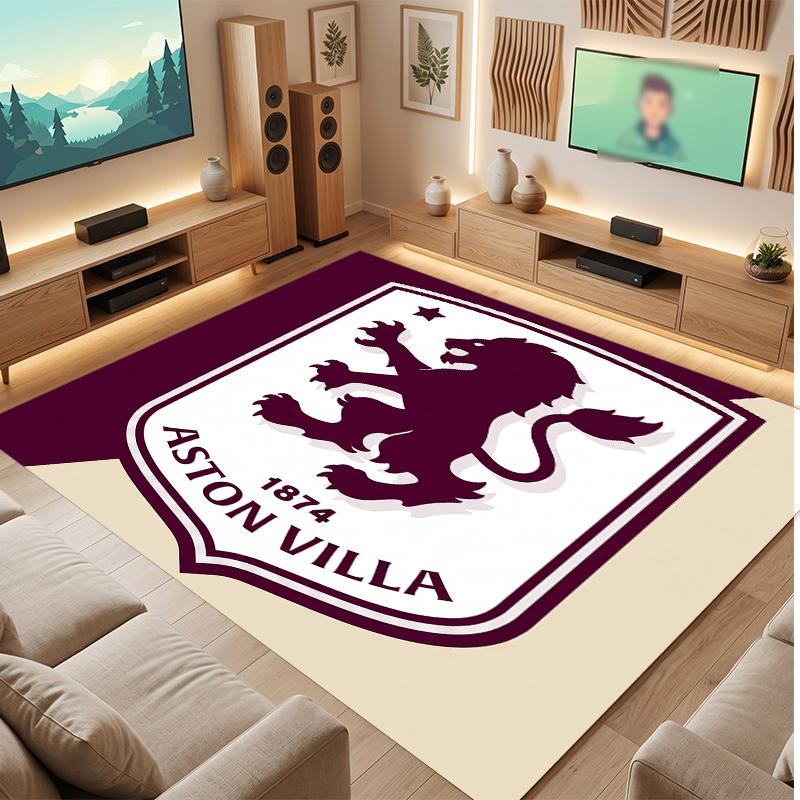 Tappeto in Velluto di Cristallo con Stampa Calcio Aston Villa, Comodo Assorbente d'Acqua Antiscivolo Tappeto per Pavimenti Interni