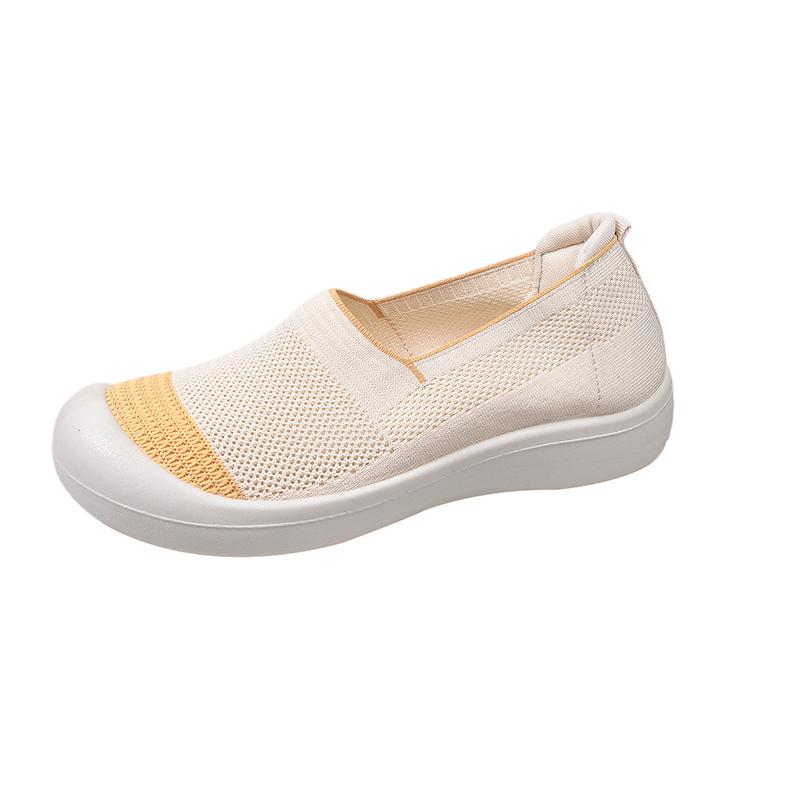 Fashion New Summer Cloth Shoes Breathable Flying Weave Mesh Surface Shallow Mouth Soft Sole Non-slip Slip-on Casual Shoes