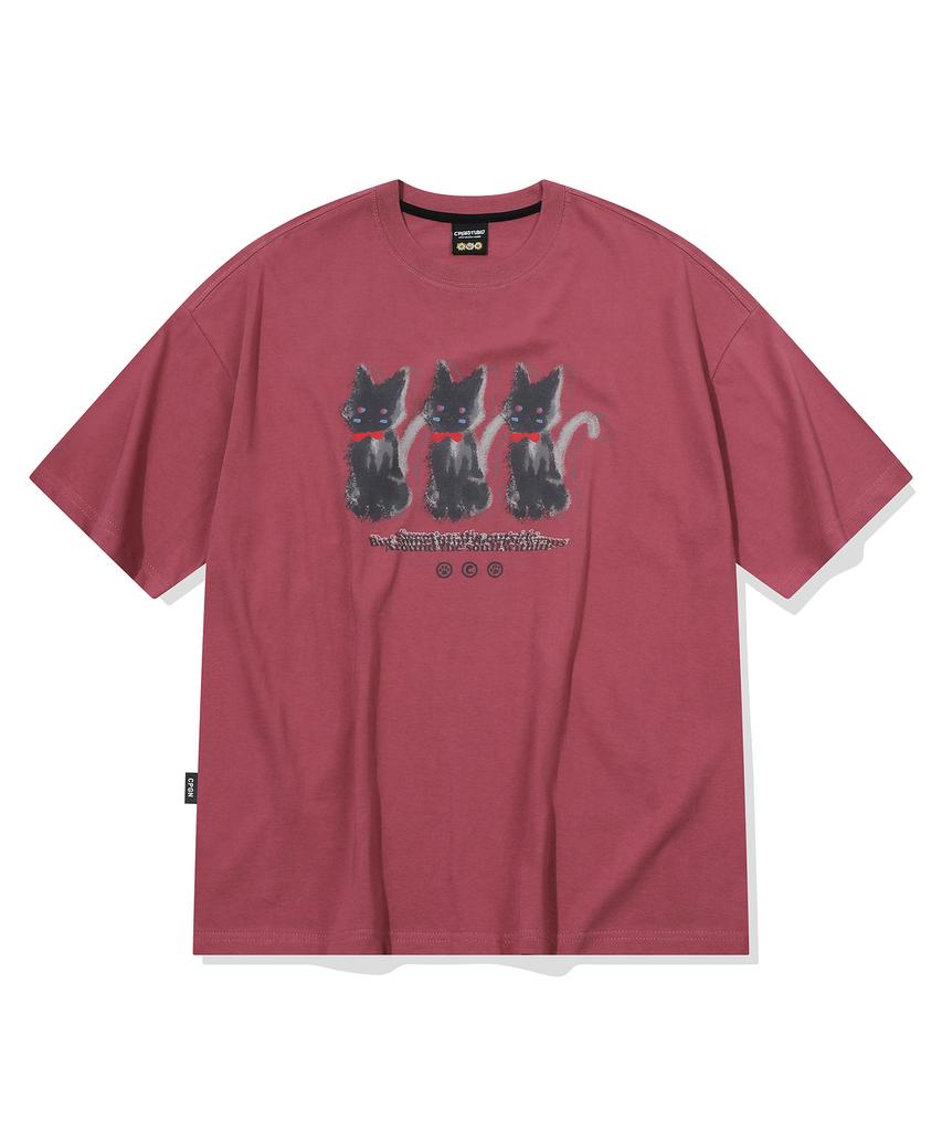 CPGN STUDIO Ghosty Cats Short Sleeve T-Shirt Smoke Pink