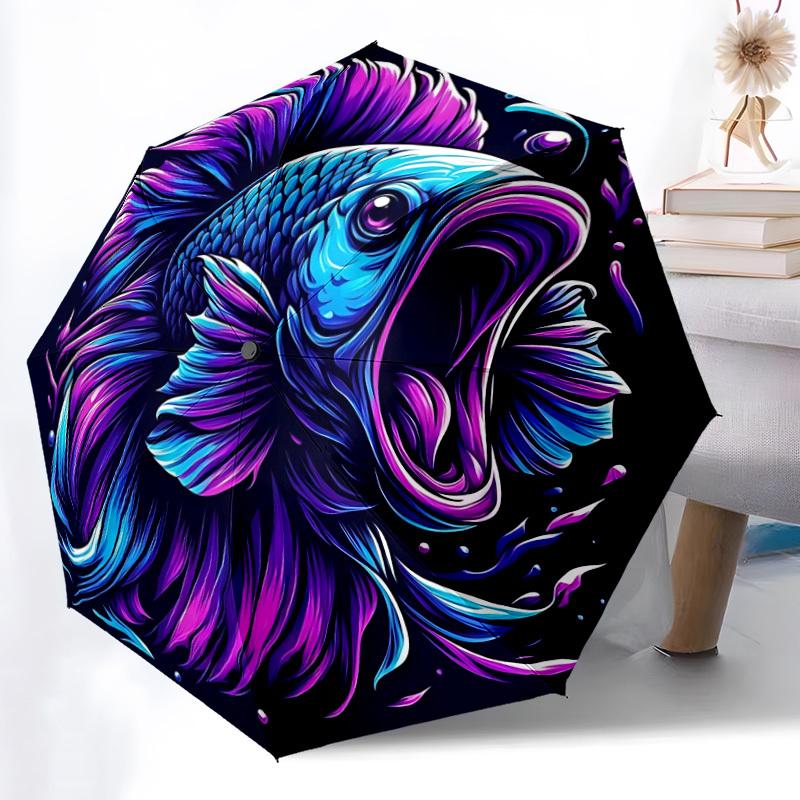 

1pc Betta Fish Artwork Automatic Umbrella - Automatic Opening And Closing, Sturdy Iron Frame, Formal Occasions yy251018217