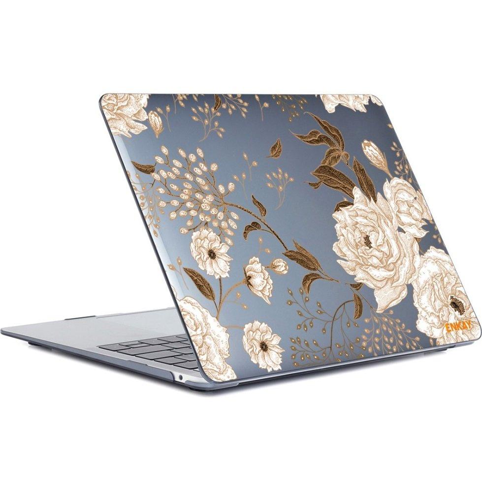 ENKAY HardShell Case for MacBook Air 13 A2337 M1 A2179 A1932, Gold Flowers