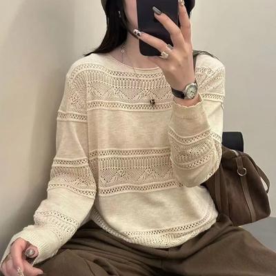 Bluzki damskie Pulower damski Jesień Zima Pogrubiony Pulower Ciepły Dzianinowy Elastyczny Długi Rękaw Oversize Sweter Bluzki