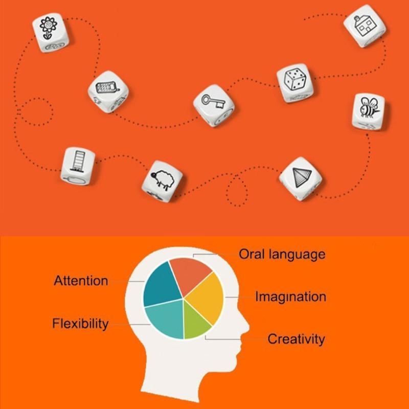 Story Dices Set Storytelling Spielwürfel für Kinder, Kreative Story Würfel Brettspiel Würfelwürfel Set