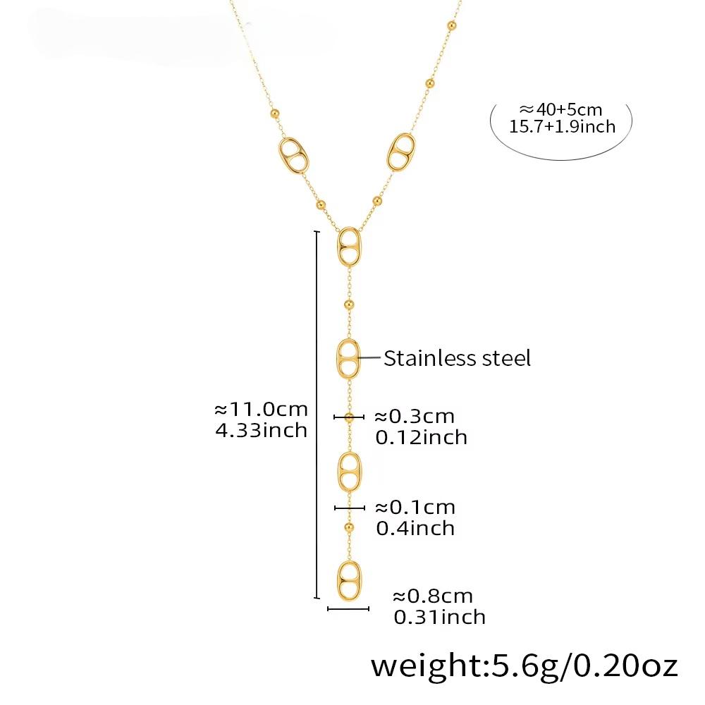 Pig Nose Stacked Design for Women's Elegant, Lightweight, Luxury Stainless Steel Sweater Chain with Gold Plated Fashion Style