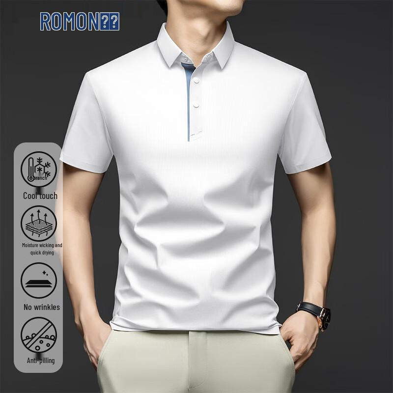 

ROMON Men s Breathable Ice Silk Polo Shirt 4XL