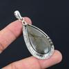 925 Silver Pear Polychrome Jasper Stone Art Deco Artisan Trendy Pendant Jewelry