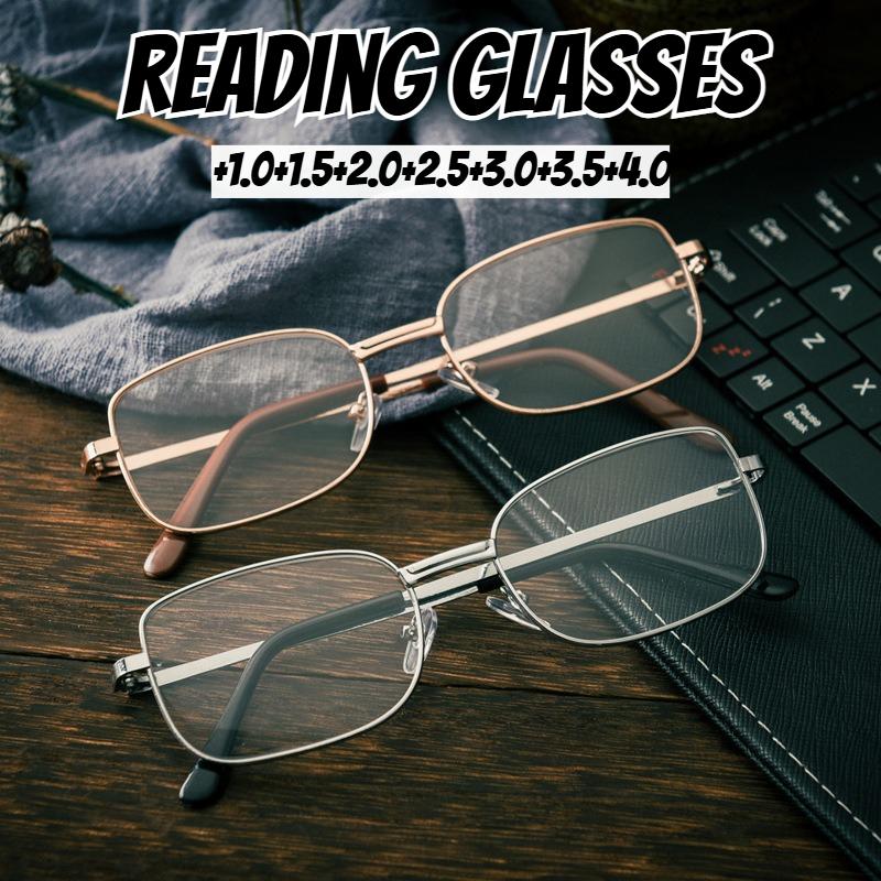 Vintage Metal Frame Reading Glasses Blue Light Blocking Presbyopia Eyewear +4 0 Eye Protection for Hyperopia