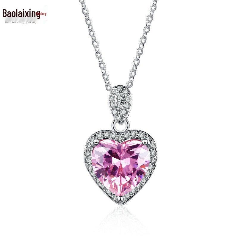 

Женская подвеска-сердце из розового кварца, ожерелье на ключицу - Европейская и американская мода Pendant Only (10MM)