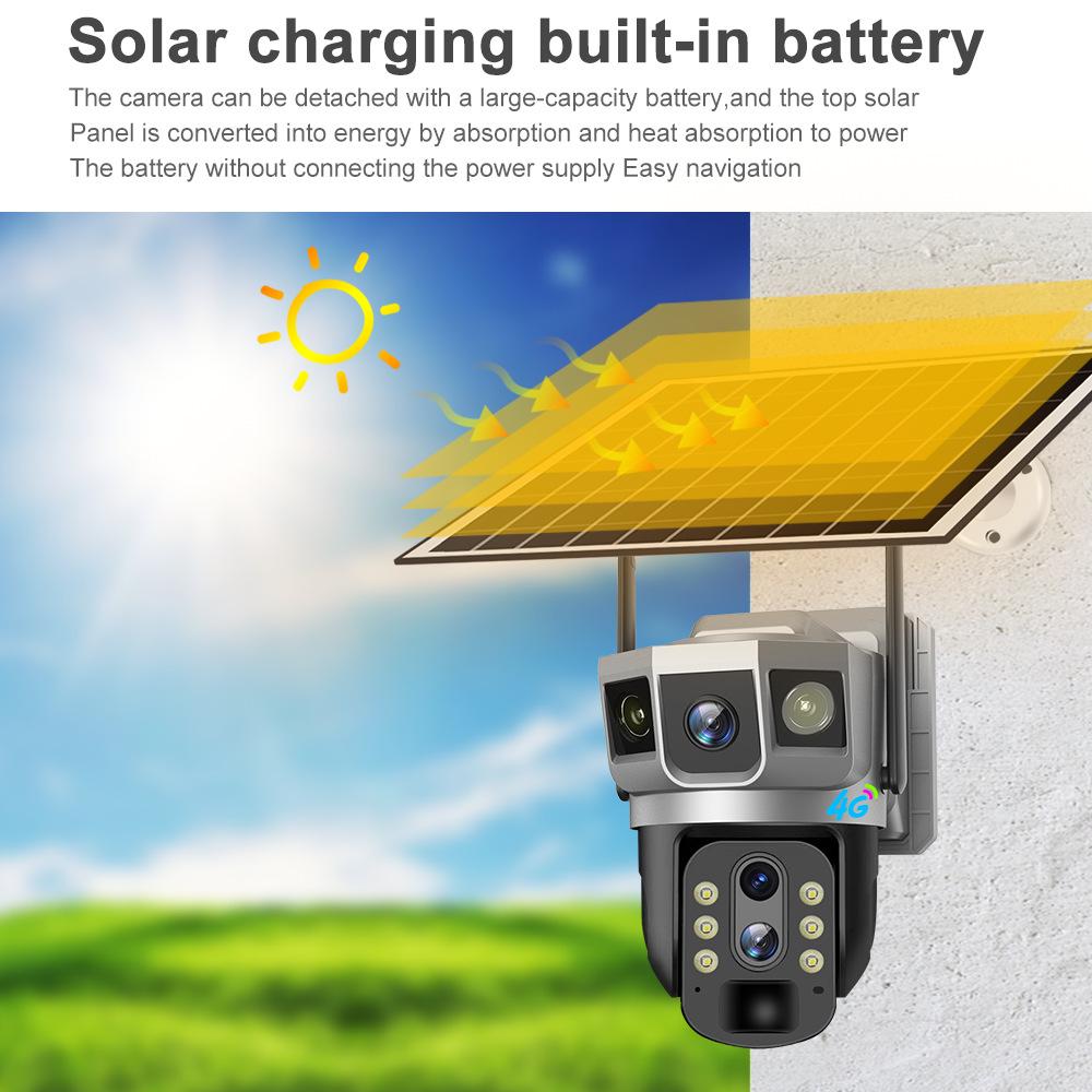 V380 Solar 10x Zoom Tri-Screen Full-Color Wireless Smart Outdoor Surveillance Camera