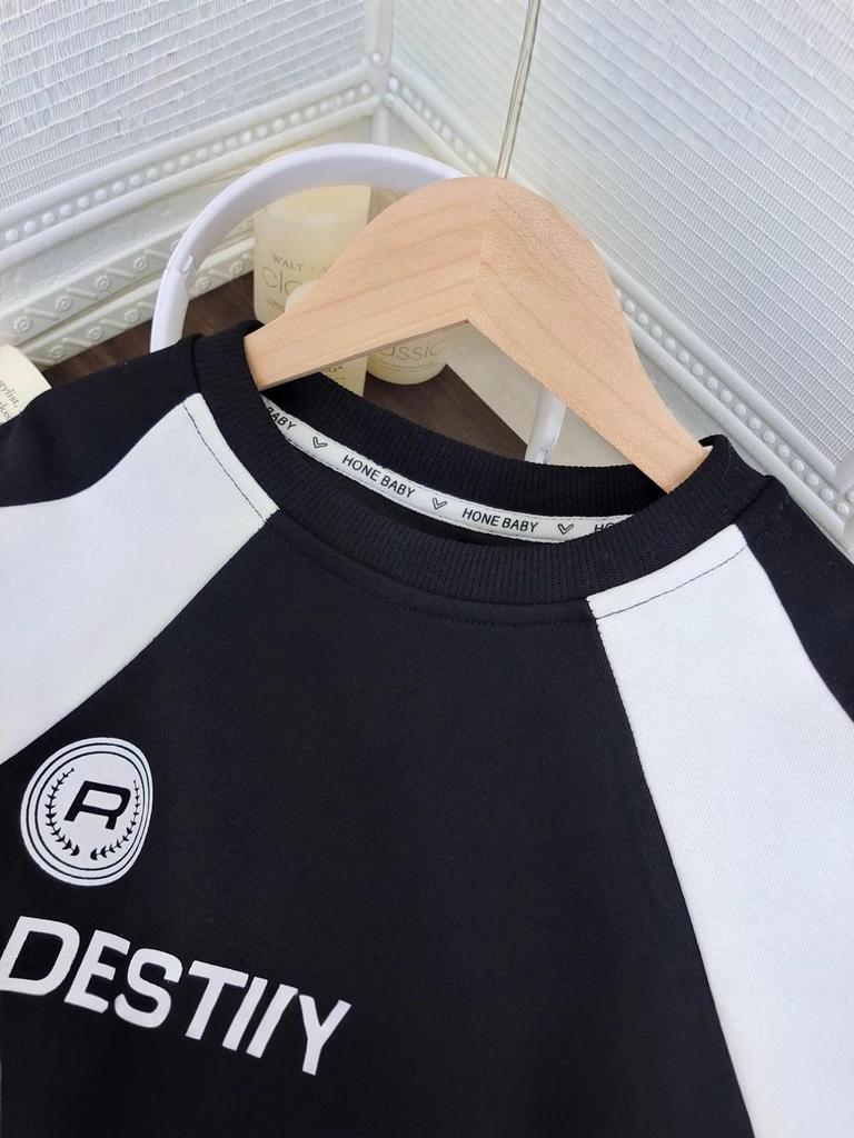 Boys' Trendy Korean Style Raglan Color Block Sweatshirt A-04