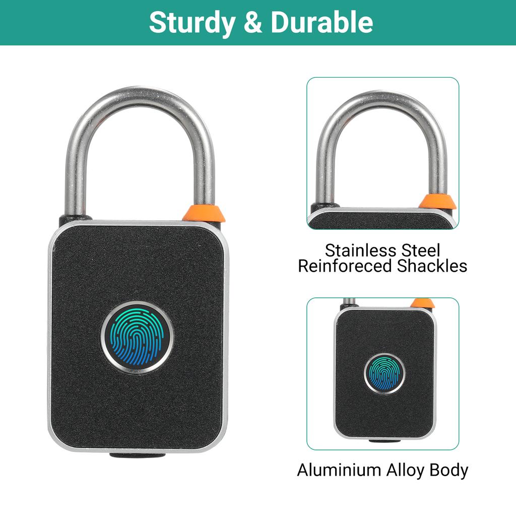 Fingerprint Padlock with APP Unlock Locker Lock Smart Padlock with Keyless Biometric Waterproof USB Charging for Gym