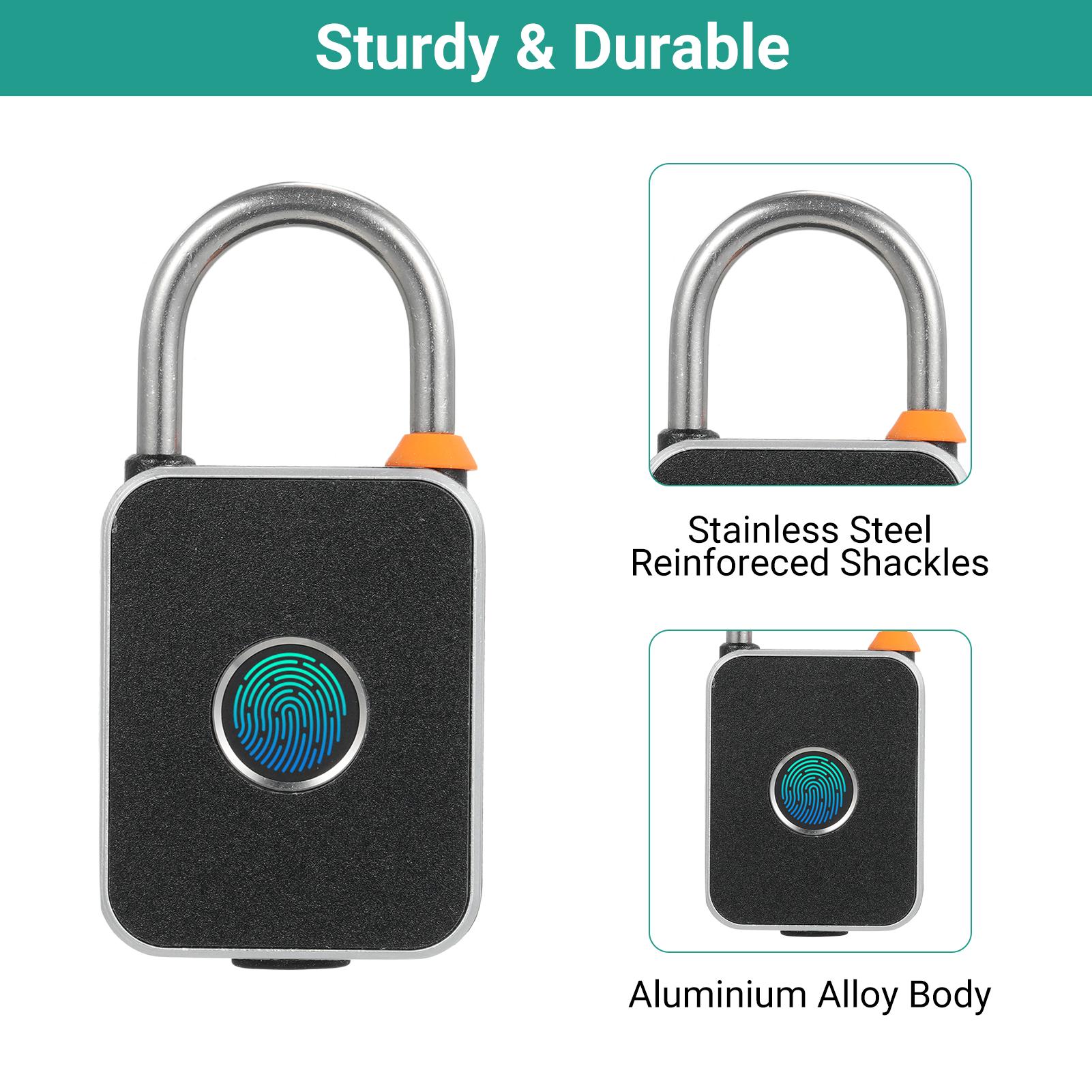 

Fingerprint Padlock with APP Unlock Locker Lock Smart Padlock with Keyless Biometric Waterproof USB Charging for Gym