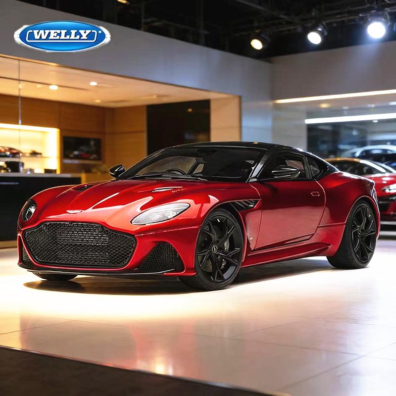 WELLY 1/24 Aston Martin DBS Superlaggera High Quality Alloy Sport Car Model Diecast Metal Track Racing Vehicle Children Toy Gift