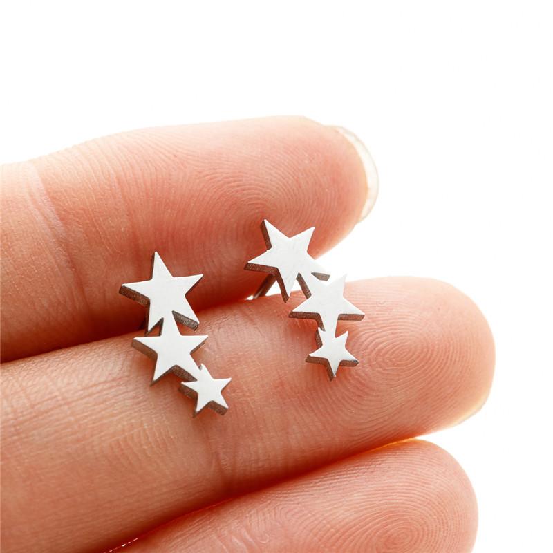 Kleine Edelstahl-Ohrringe Geometrisch Damen Herren Minimalistisch Rund Herz Mond Stern Ohrstecker Dreieck Pendientes Geschenk