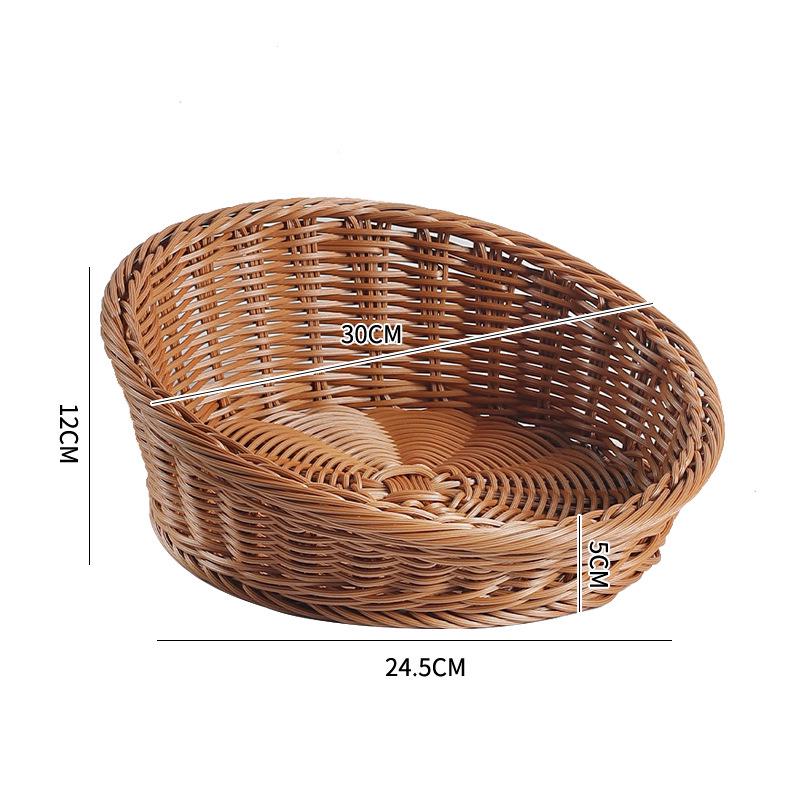 Rattan-Style Angled Bread, Fruit & Snack Display Basket