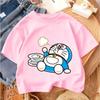 2026 Casual Round Neck Boys and Girls Summer T-Shirt Doraemon Fashion Cartoon Design