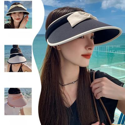 New Summer Korean Version of Ice Silk Lightweight Big Hat with Bow Sun Protection Face Fashion Temperament Sun Hat Adult