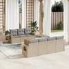 Vidaxl 8-Cz. Garden Furniture Set With Cushions, Beige, Poly Rattan