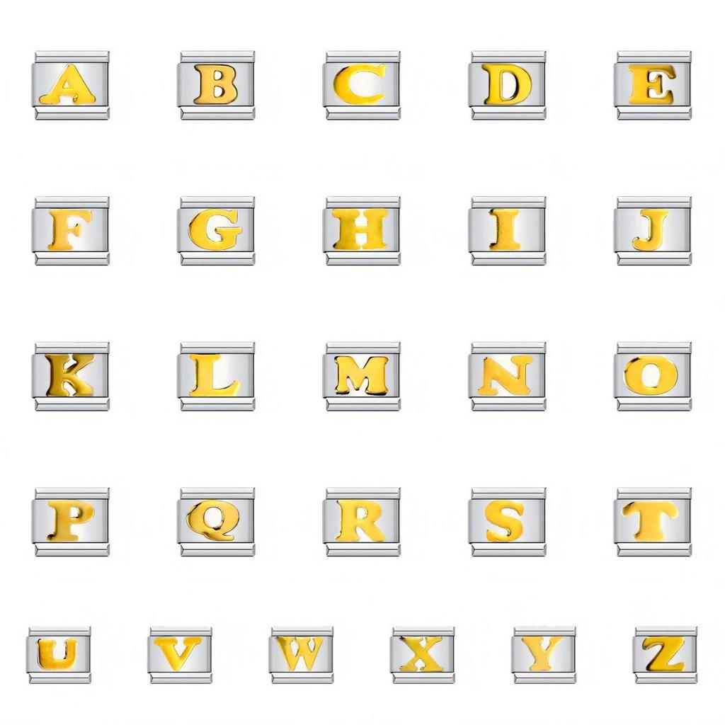 DIY Italienisches Modul-Armband aus Edelstahl mit 26 englischen Alphabet-Anhängern