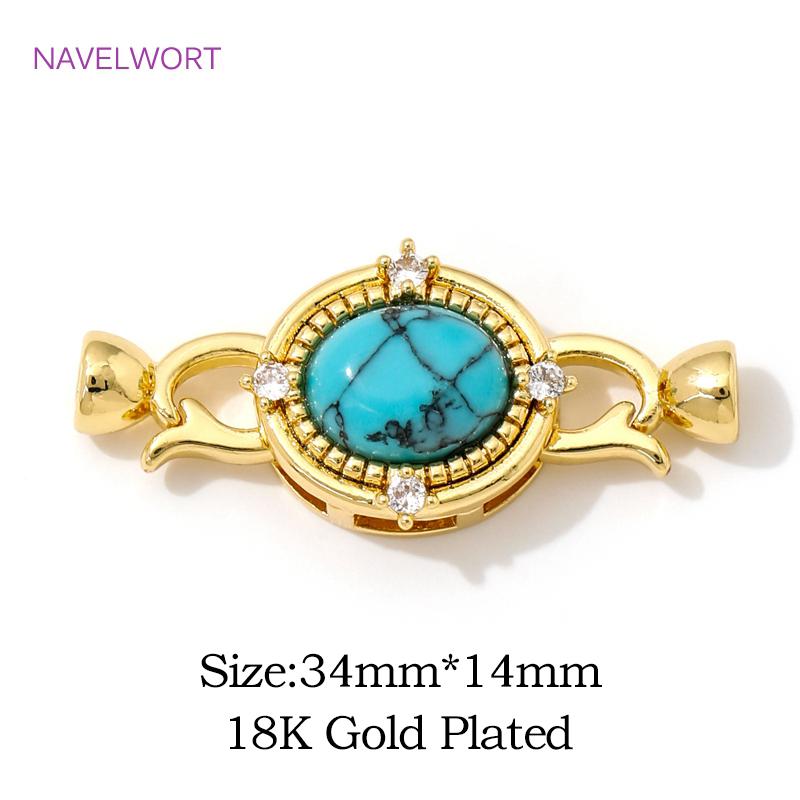 

18K Gold Plated Brass with Natural Stone Oval Pearl Clasp Connector,Fastener For Jewelry,DIY Bracelet Jewelry Making Accessories 1 piece