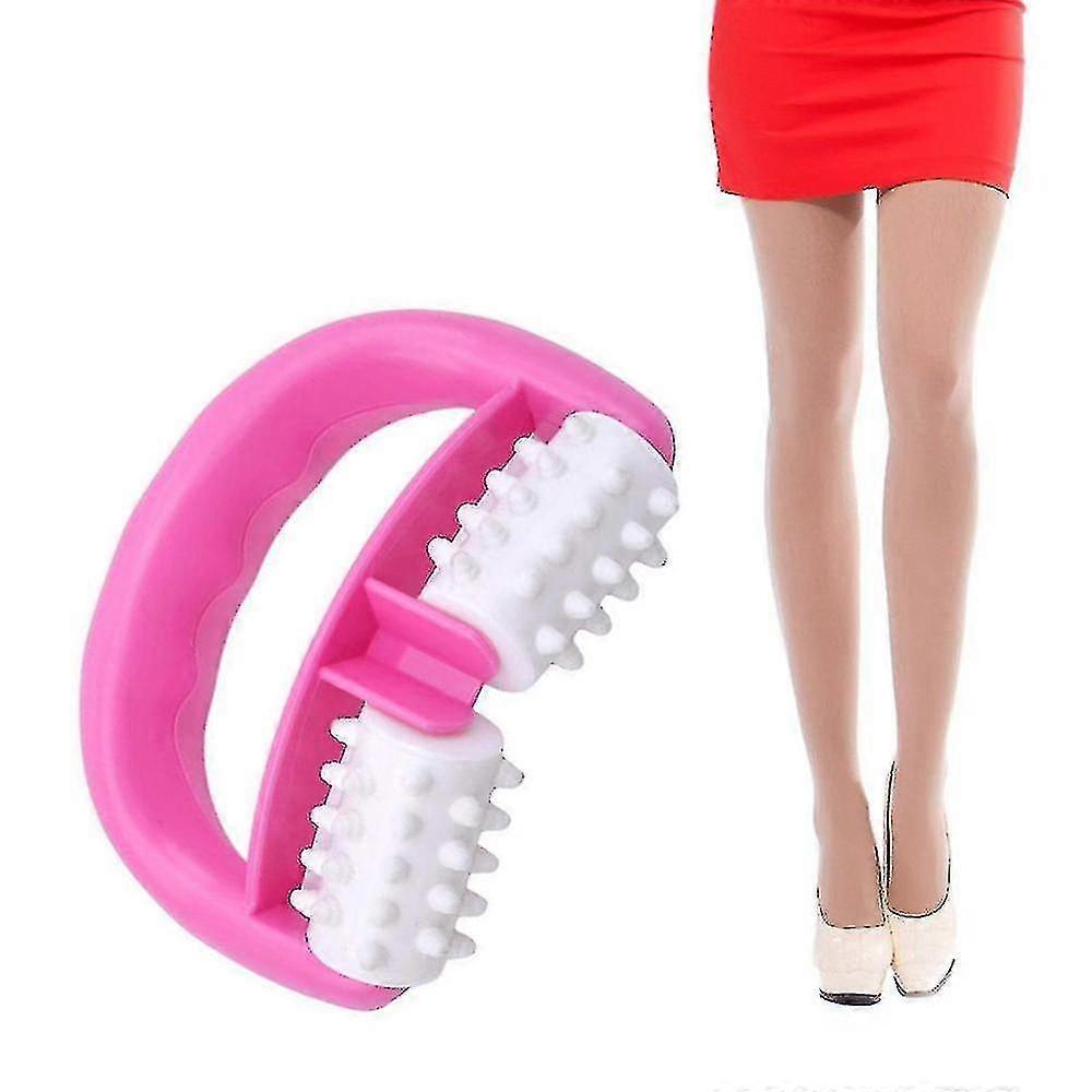 Plastic Handle 2 Wheels Muscle Massage Roller Massager Cellulite Roller